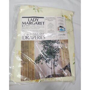 Vtg. Lady Margaret Danville Light Yellow Floral Thermal 48x84 Curtain Panel Set
